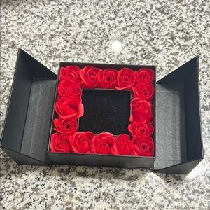 Elegant Black Gift Box with Red Roses